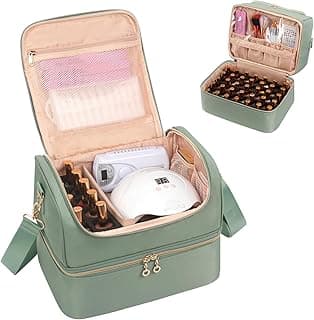 Nail Polish Organizer Case, Nail Supplies Storage Box Holds 45 Bottles Nail Polish & Nail Lamp, Travel Nail Tech Carrying ...