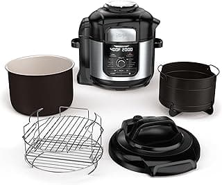 Ninja FD401 LP3 Foodi 12-in-1 Deluxe XL 8 qt. Pressure Cooker & Air Fryer that Steams, Slow Cooks, Sears, Sautés, Dehydrates & More, with 5 qt. Crisper Basket, Reversible Rack & Recipe Book, Silver